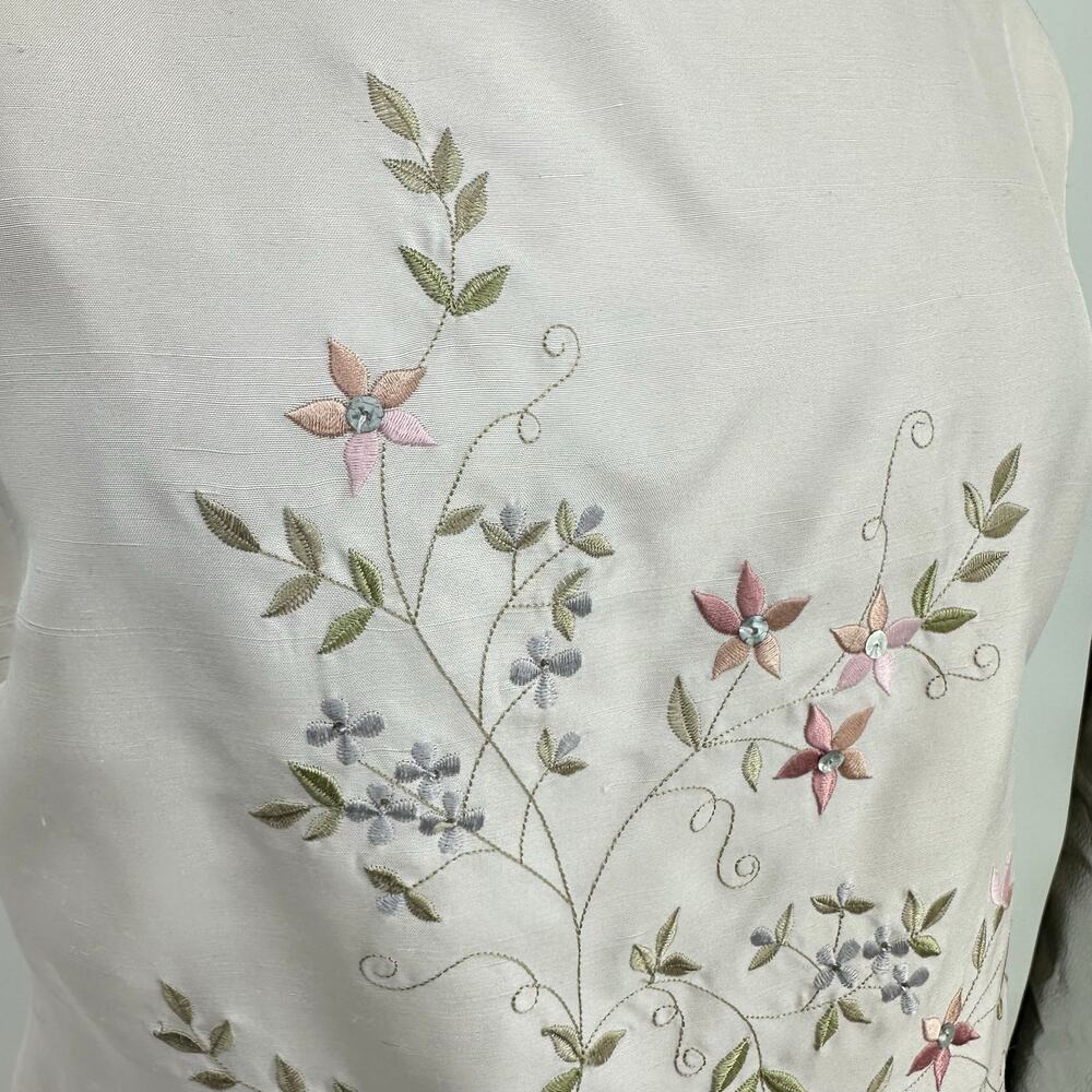 Vintage Daved Warren Womens 10 Skirt Vest Silk Suit Pastel Pink Embroidered - Picture 7 of 16